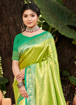 Thumbnail for Sangam Prints Multi Color Kanjivaram Silk Woven Work Traditional Saree