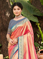 Thumbnail for Sangam Prints Multi Color Kanjivaram Silk Woven Work Traditional Saree