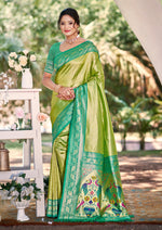 Thumbnail for Sangam Prints Multi Color Kanjivaram Silk Woven Work Traditional Saree