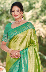 Thumbnail for Sangam Prints Multi Color Kanjivaram Silk Woven Work Traditional Saree