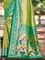 Thumbnail for Sangam Prints Multi Color Kanjivaram Silk Woven Work Traditional Saree