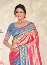Thumbnail for Sangam Prints Multi Color Kanjivaram Silk Woven Work Traditional Saree