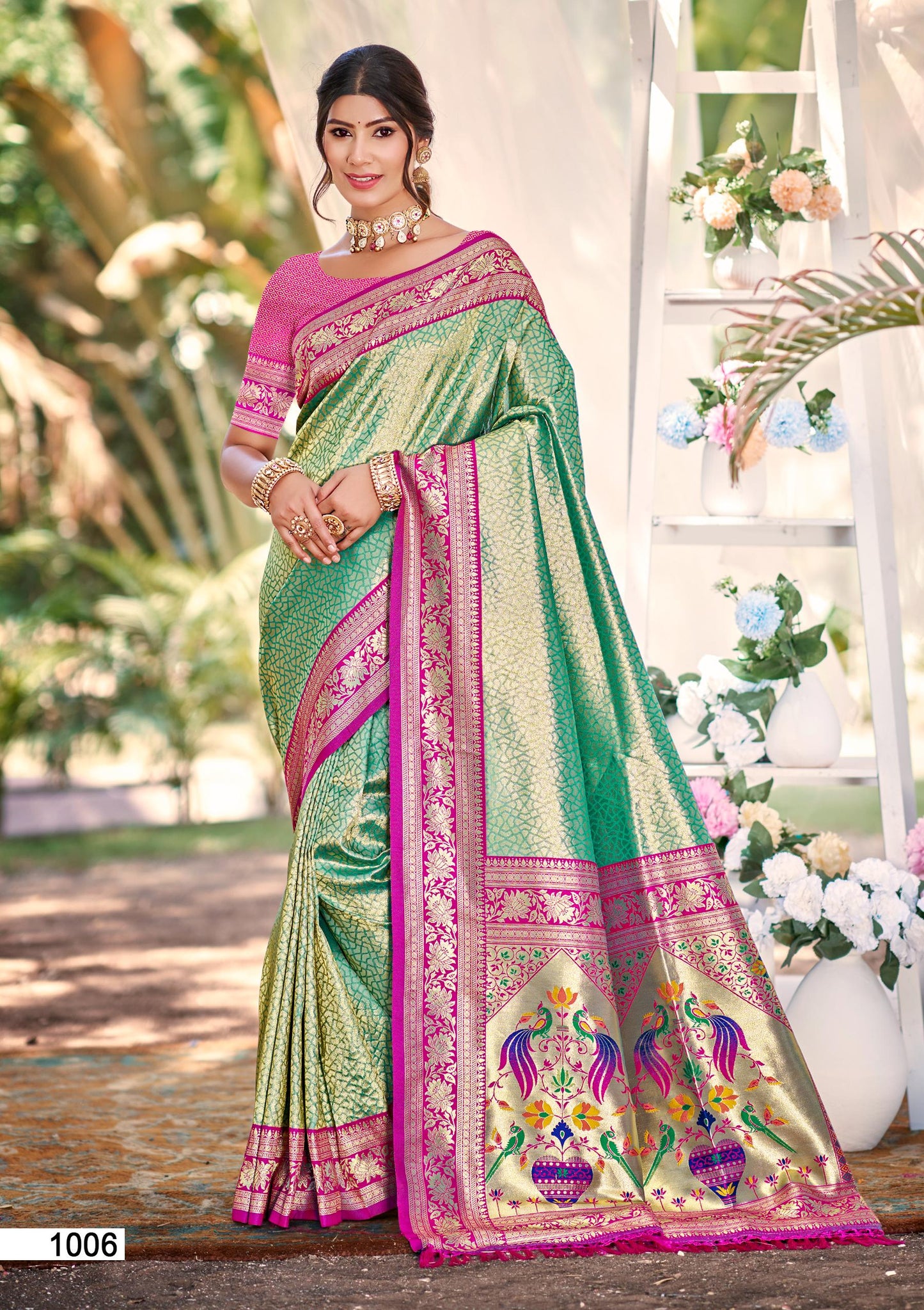 Sangam Prints Multi Color Kanjivaram Silk Woven Work Traditional Saree - Distacart