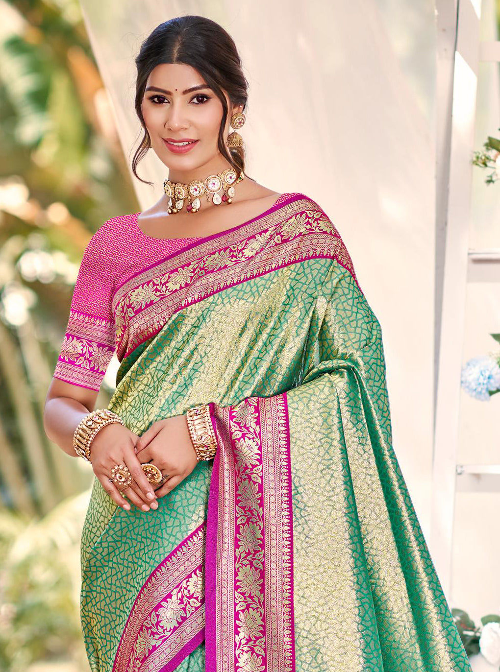 Sangam Prints Multi Color Kanjivaram Silk Woven Work Traditional Saree - Distacart