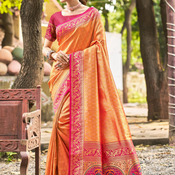 Sangam Prints Multi Color Kanjivaram Silk Woven Work Traditional Saree - Distacart