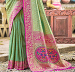 Thumbnail for Sangam Prints Multi Color Kanjivaram Silk Woven Work Traditional Saree