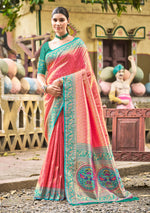 Thumbnail for Sangam Prints Multi Color Kanjivaram Silk Woven Work Traditional Saree