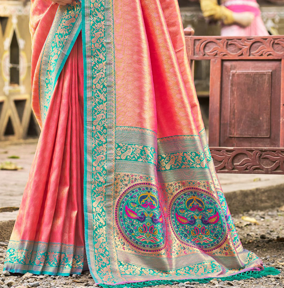 Sangam Prints Multi Color Kanjivaram Silk Woven Work Traditional Saree