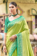 Thumbnail for Sangam Prints Multi Color Kanjivaram Silk Woven Work Traditional Saree