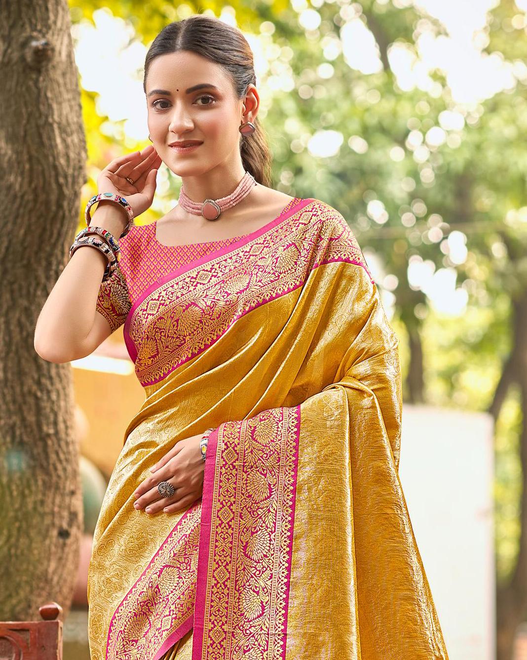 Sangam Prints Multi Color Kanjivaram Silk Woven Work Traditional Saree