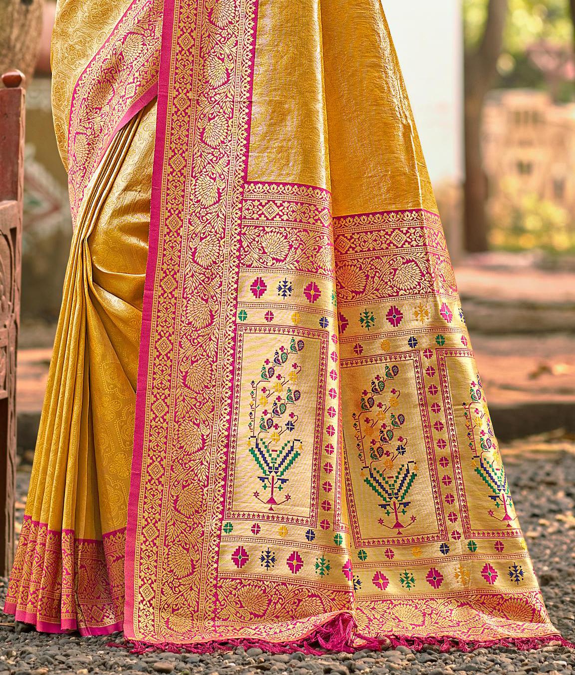 Sangam Prints Multi Color Kanjivaram Silk Woven Work Traditional Saree