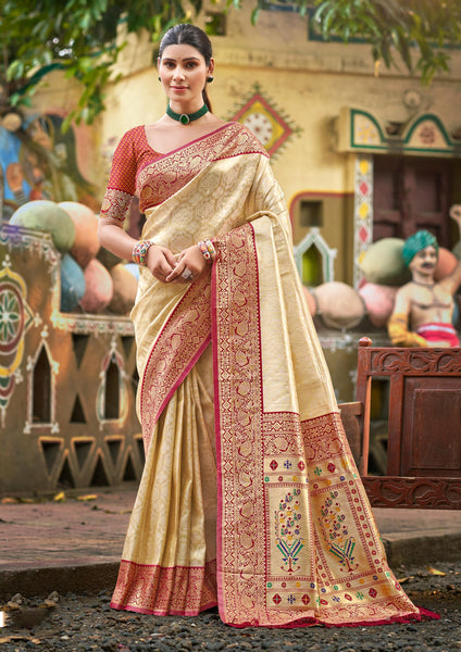 Sangam Prints Multi Color Kanjivaram Silk Woven Work Traditional Saree