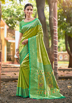 Thumbnail for Sangam Prints Multi Color Kanjivaram Silk Woven Work Traditional Saree