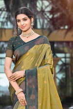 Thumbnail for Sangam Prints Olive Green Soft Silk Woven Work Traditional Saree - Dista