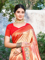 Thumbnail for Sangam Prints Red Kanjivaram Silk Woven Work Traditional Saree
