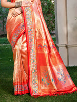 Thumbnail for Sangam Prints Red Kanjivaram Silk Woven Work Traditional Saree