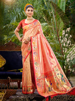 Thumbnail for Sangam Prints Red  Silk Woven Work Traditional Saree