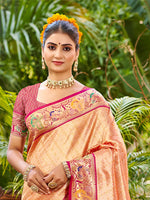 Thumbnail for Sangam Prints Orange Silk Woven Work Traditional Saree