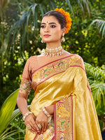Thumbnail for Sangam Prints Yellow Silk Woven Work Traditional Saree