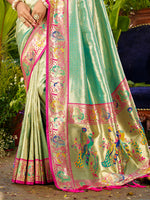 Thumbnail for Sangam Prints Dark Green Silk Woven Work Traditional Saree
