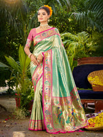 Thumbnail for Sangam Prints Dark Green Silk Woven Work Traditional Saree