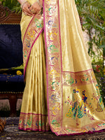 Thumbnail for Sangam Prints Beige Silk Woven Work Traditional Saree