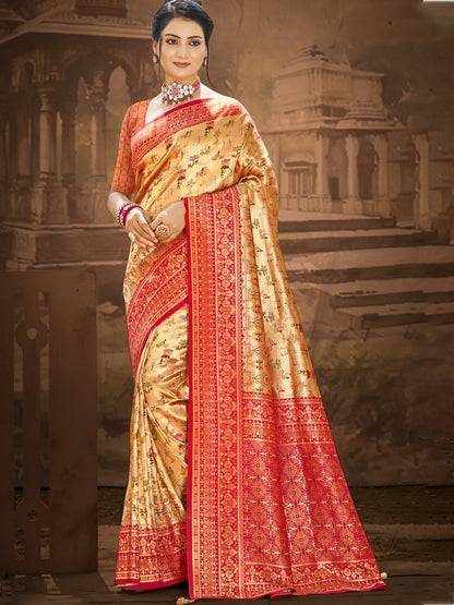 Sangam Prints Multi Color Dharmavaram Woven Work Traditional Saree - Distacart