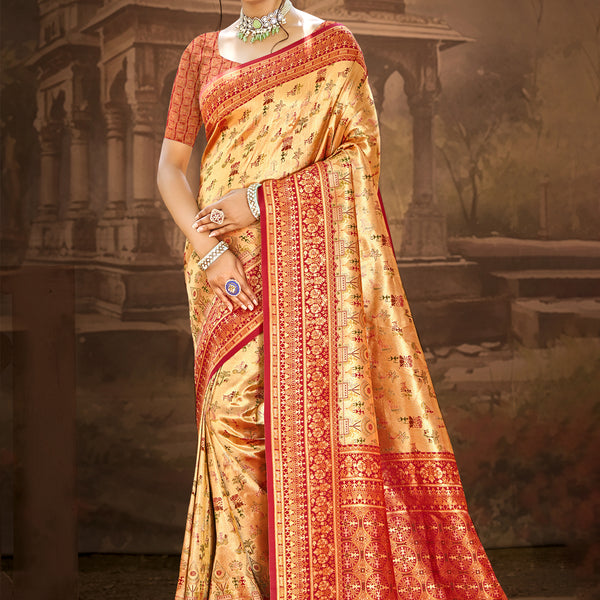Sangam Prints Multi Color Dharmavaram Woven Work Traditional Saree