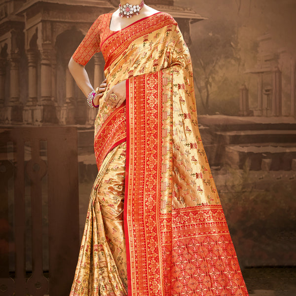 Sangam Prints Multi Color Dharmavaram Woven Work Traditional Saree - Distacart