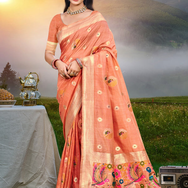 Sangam Prints Gajri Havy Assam Silk Saree With Meena Woven Work Traditional Saree - Distacart
