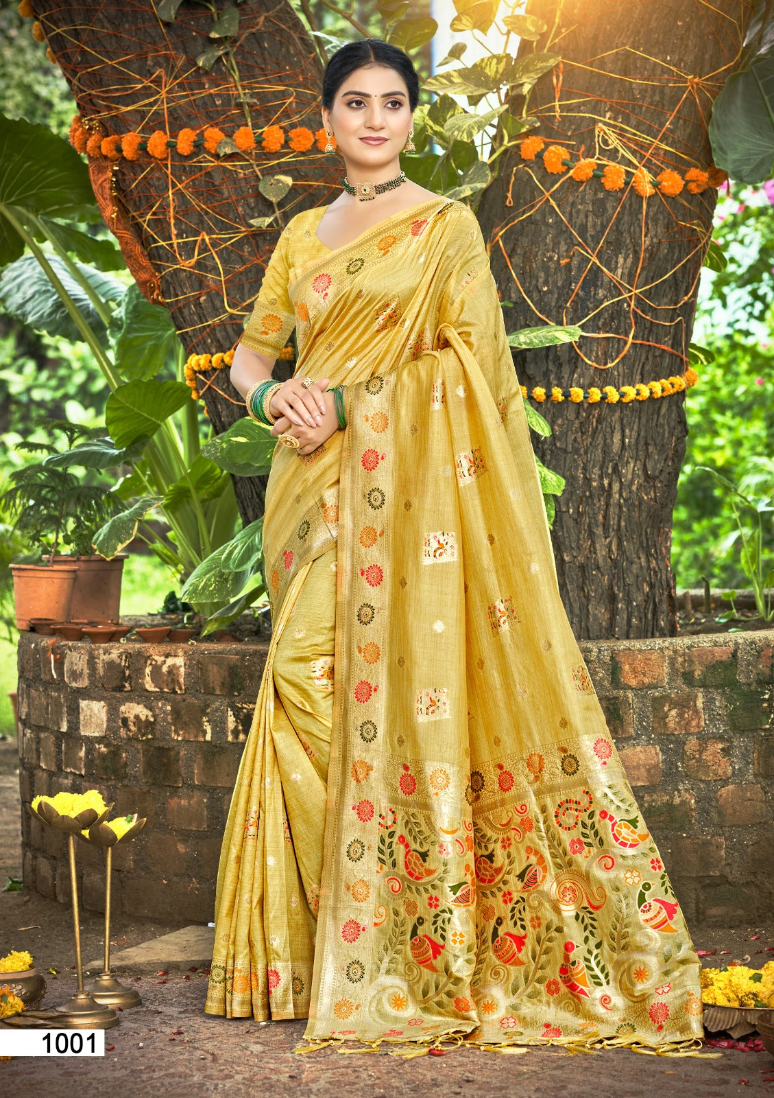 Prazu Fashion Yellow Assam Silk Weaving Wedding Wear Saree