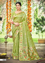 Thumbnail for Prazu Fashion Green Assam Silk Weaving Wedding Wear Saree