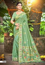 Thumbnail for Prazu Fashion Sea Green Assam Silk Weaving Wedding Wear Saree