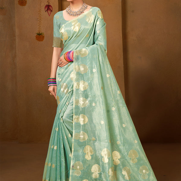 Sangam Prints Sea Green Munga Kota Woven Work Traditional Saree - Distacart