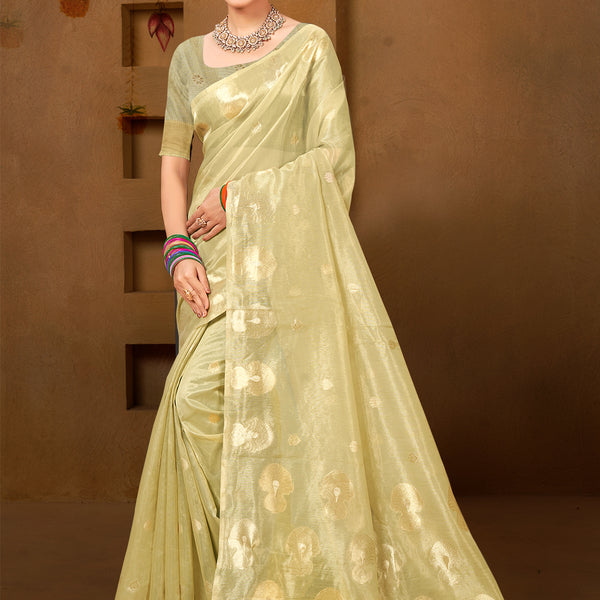 Sangam Prints Olive Green Munga Kota Woven Work Traditional Saree - Distacart
