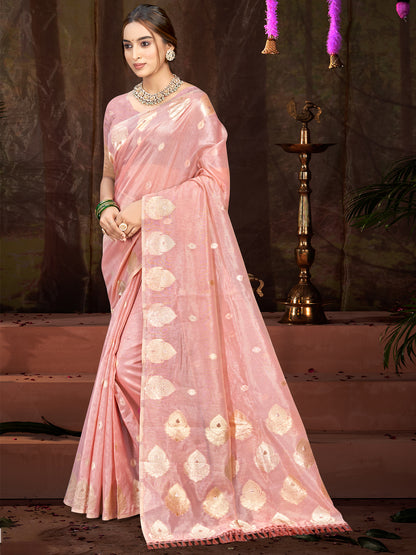 Sangam Prints Pink Munga Kota Woven Work Traditional Saree - Distacart