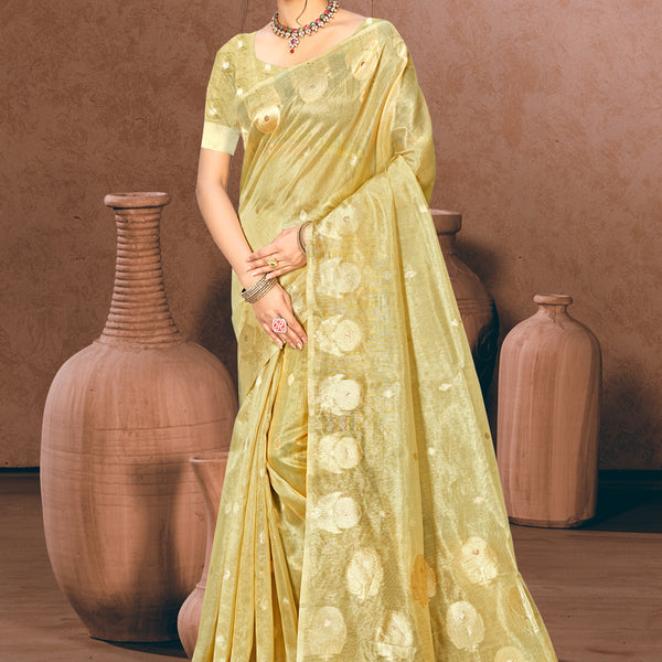 Sangam Prints Golden Munga Kota Woven Work Traditional Saree - Distacart