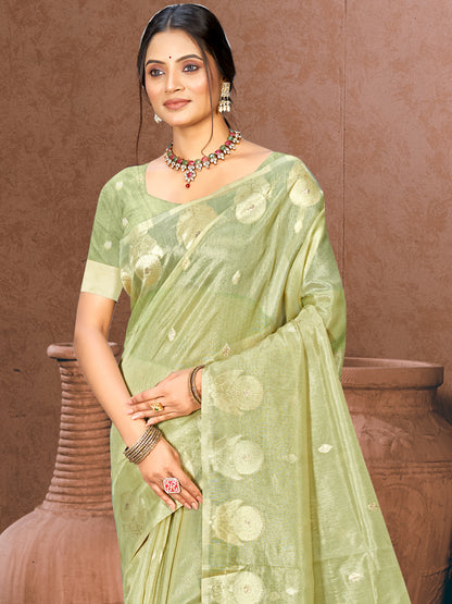 Sangam Prints Green Munga Kota Woven Work Traditional Saree - Distacart
