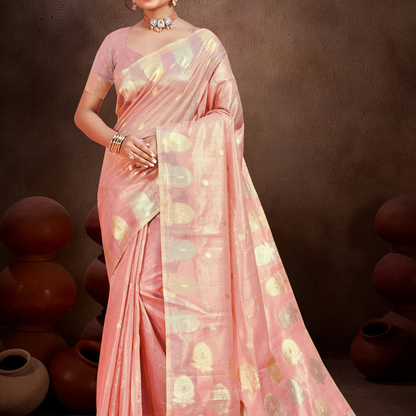 Sangam Prints Peach Munga Kota Woven Work Traditional Saree - Distacart