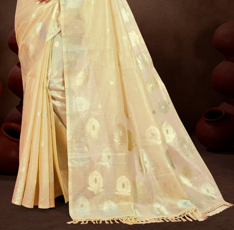 Sangam Prints Golden Munga Kota Woven Work Traditional Saree