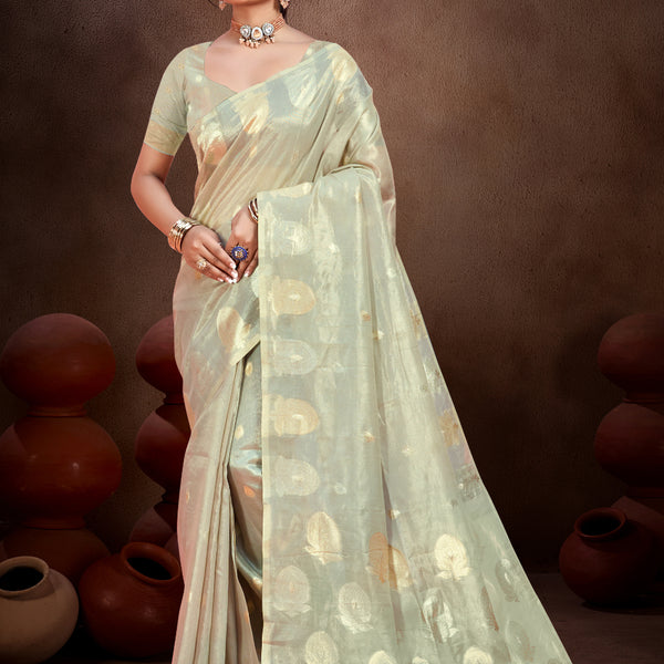 Sangam Prints Grey Munga Kota Woven Work Traditional Saree