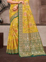 Thumbnail for Sangam Prints Mustard Cotton Silk With Meena Woven Work Traditional Saree