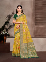Thumbnail for Sangam Prints Mustard Cotton Silk With Meena Woven Work Traditional Saree
