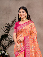 Thumbnail for Sangam Prints Orange  Cotton Silk With Meena Woven Work Traditional Saree