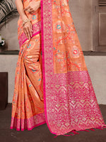 Thumbnail for Sangam Prints Orange  Cotton Silk With Meena Woven Work Traditional Saree