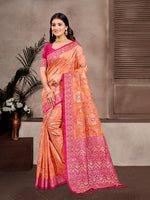 Thumbnail for Sangam Prints Orange  Cotton Silk With Meena Woven Work Traditional Saree