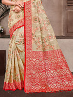Thumbnail for Sangam Prints Beige Cotton Silk With Meena Woven Work Traditional Saree