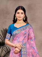 Thumbnail for Sangam Prints Light Pink Cotton Silk With Meena Woven Work Traditional Saree