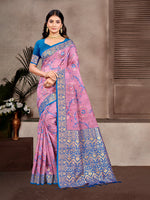 Thumbnail for Sangam Prints Light Pink Cotton Silk With Meena Woven Work Traditional Saree