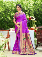 Thumbnail for Sangam Prints Purple Silk Woven Work Traditional Saree